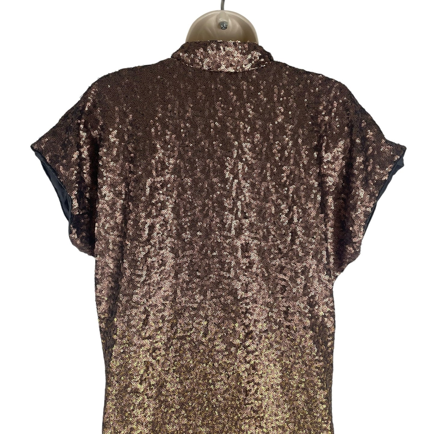 Johnny Was Sequin Gold Alma Ombre V Neck Shift Dress Pockets Size XS