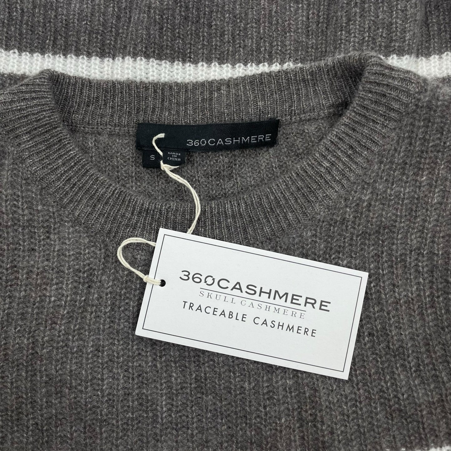 360 Cashmere Laurel Cashmere Striped Sweater Puff Shoulder Size S