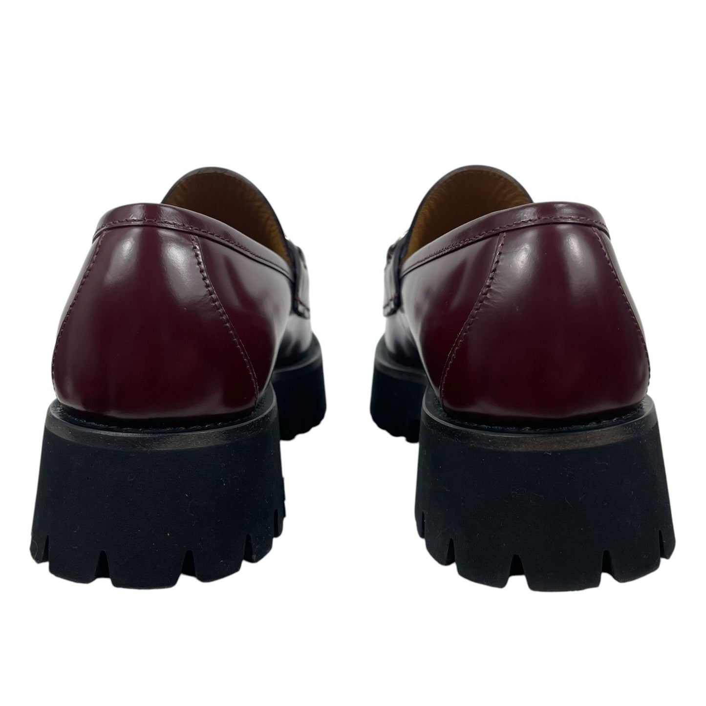 Gucci Lug Sole Leather Loafer with Horsebit Chunky Boredeaux Size 37