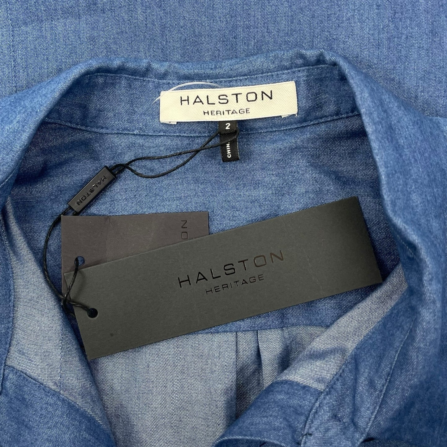 Halston Heritage Pintuck Chambray Shirt Dress Denim Blue Size 2