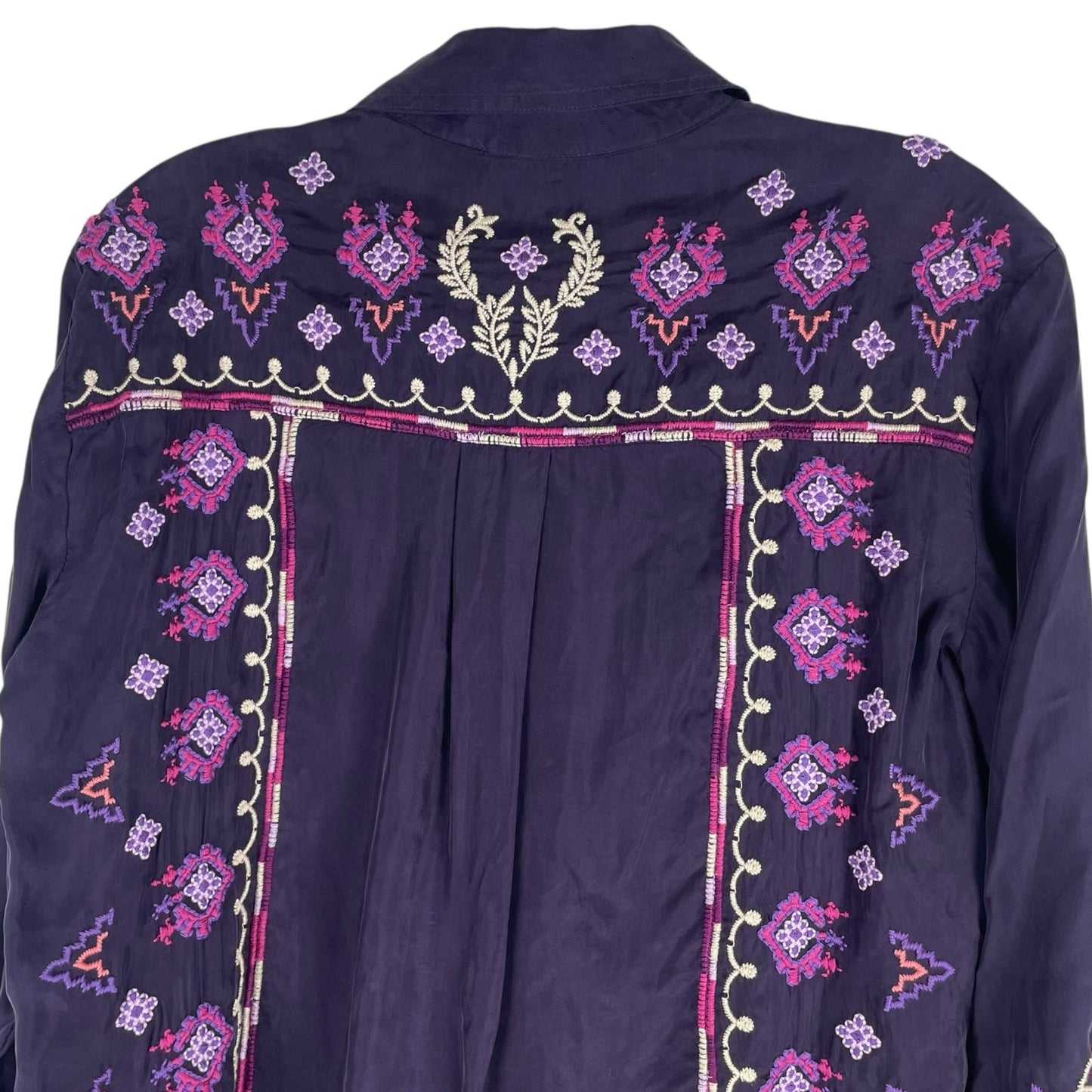 Johnny Was Curacao Floral Embroidered Oversized Tunic Shirt Size XS