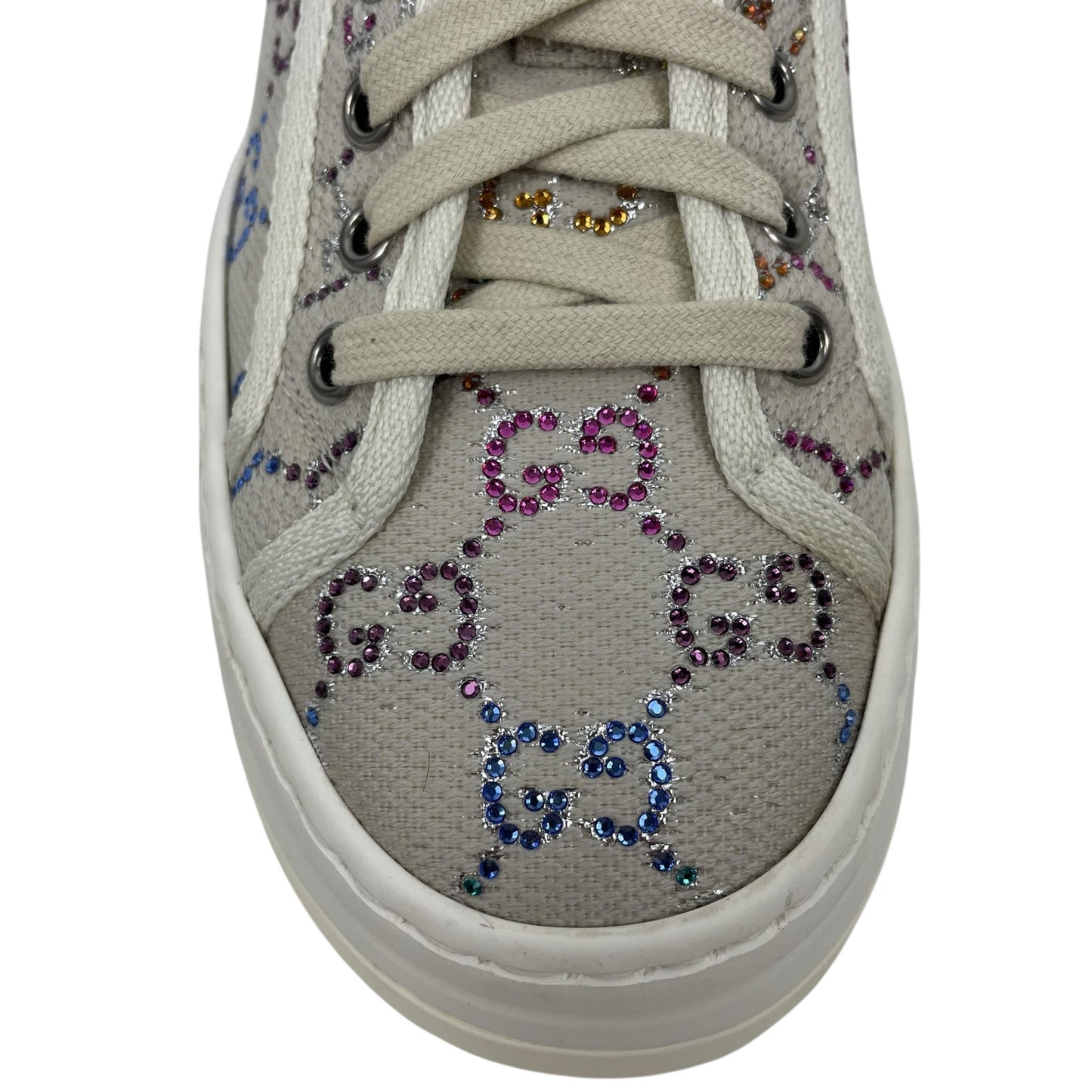 Gucci 1977 Treck Multicolor Crystal GG Canvas Platform Sneaker Size 38.5