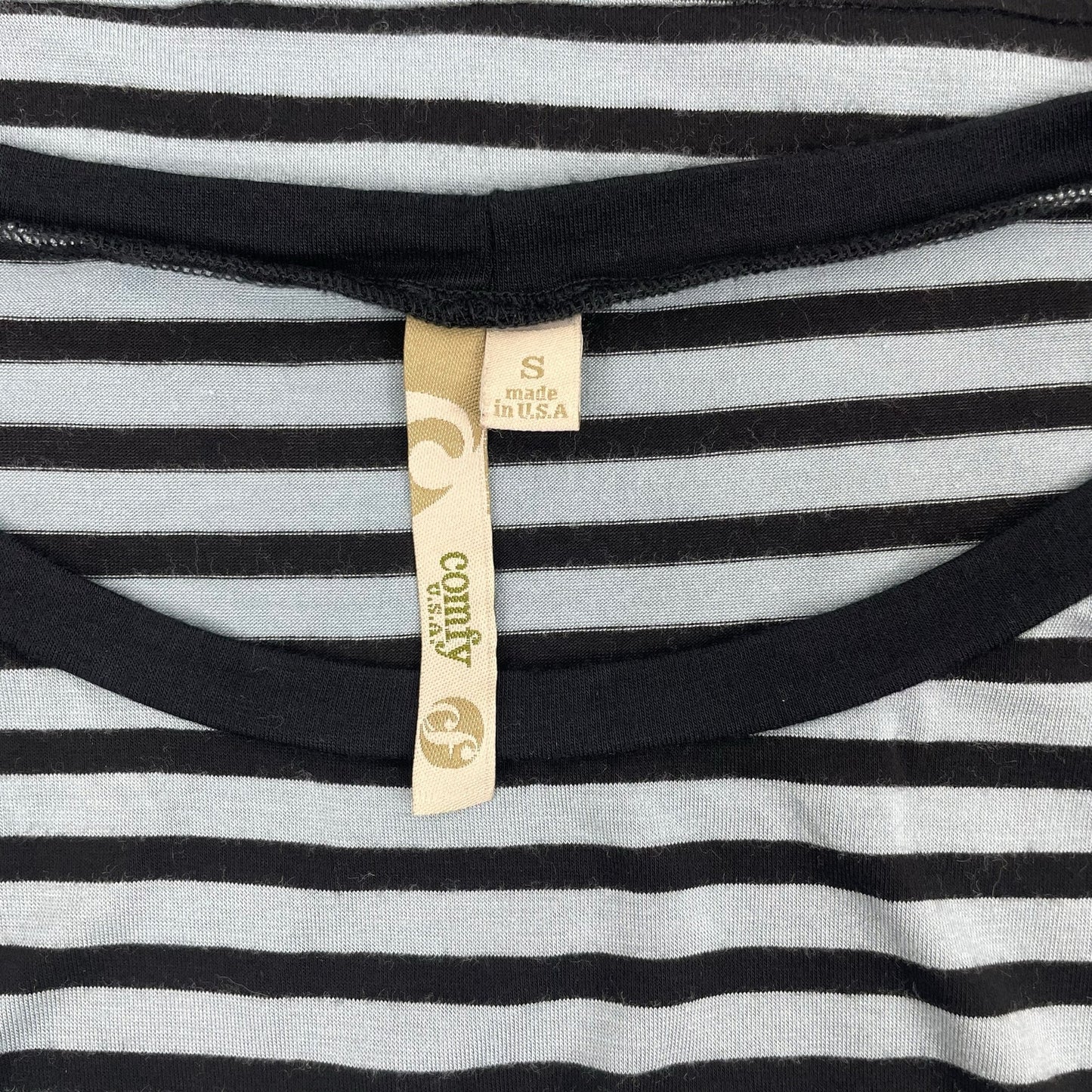 Comfy USA Batwing Striped Soft Jersey Mini Dress Blue Black Size S