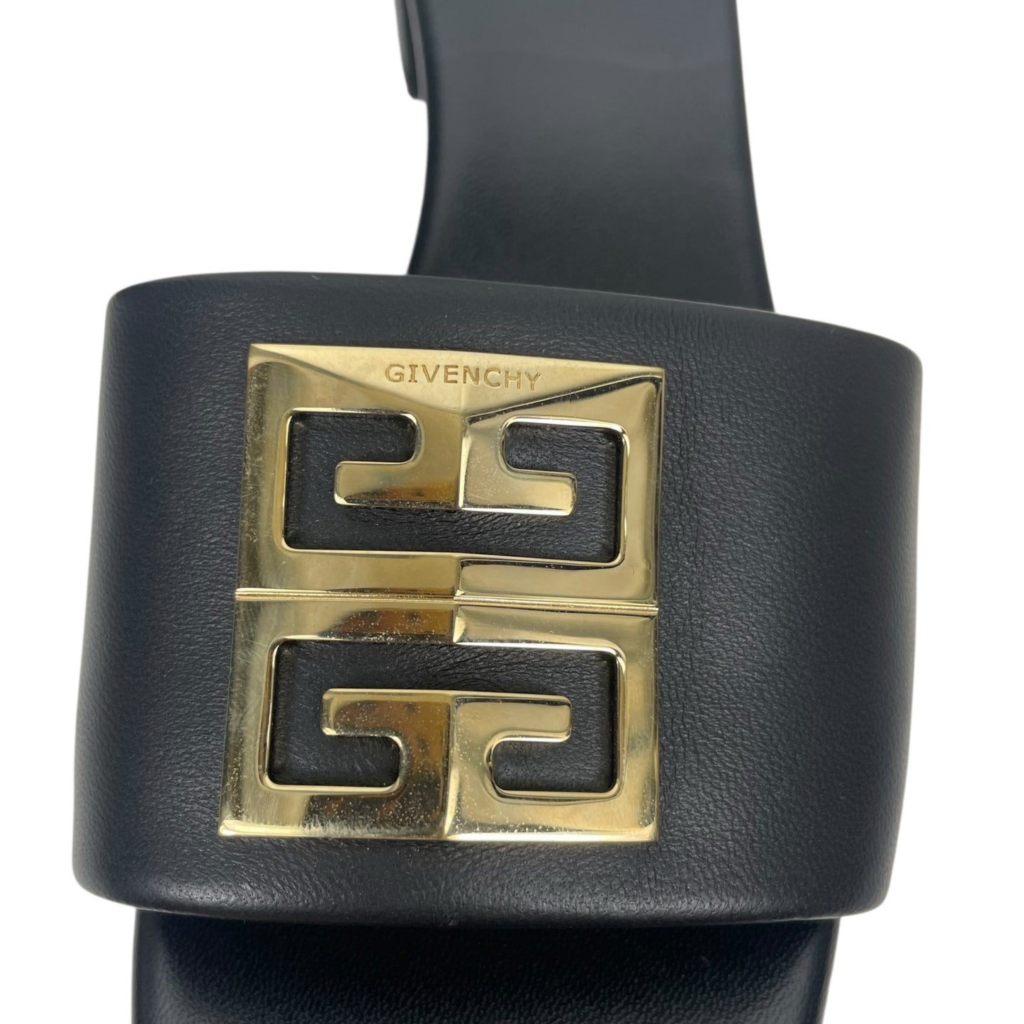 Givenchy 4G Gold Logo Black Nappa Leather Mule Sandal Size 36