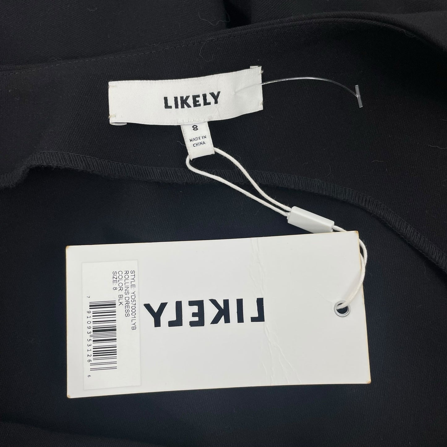 Likely Rollins One Shoulder Flounce Hem Black Cocktail Dress Size 8