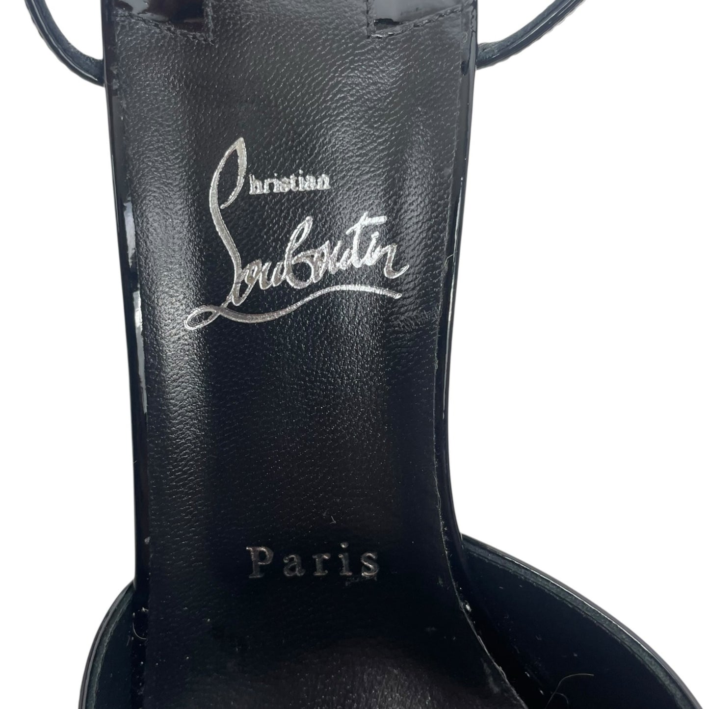 Christian Louboutin Jane 85 Patent Leather Pump Ankle Strap Black Size 40