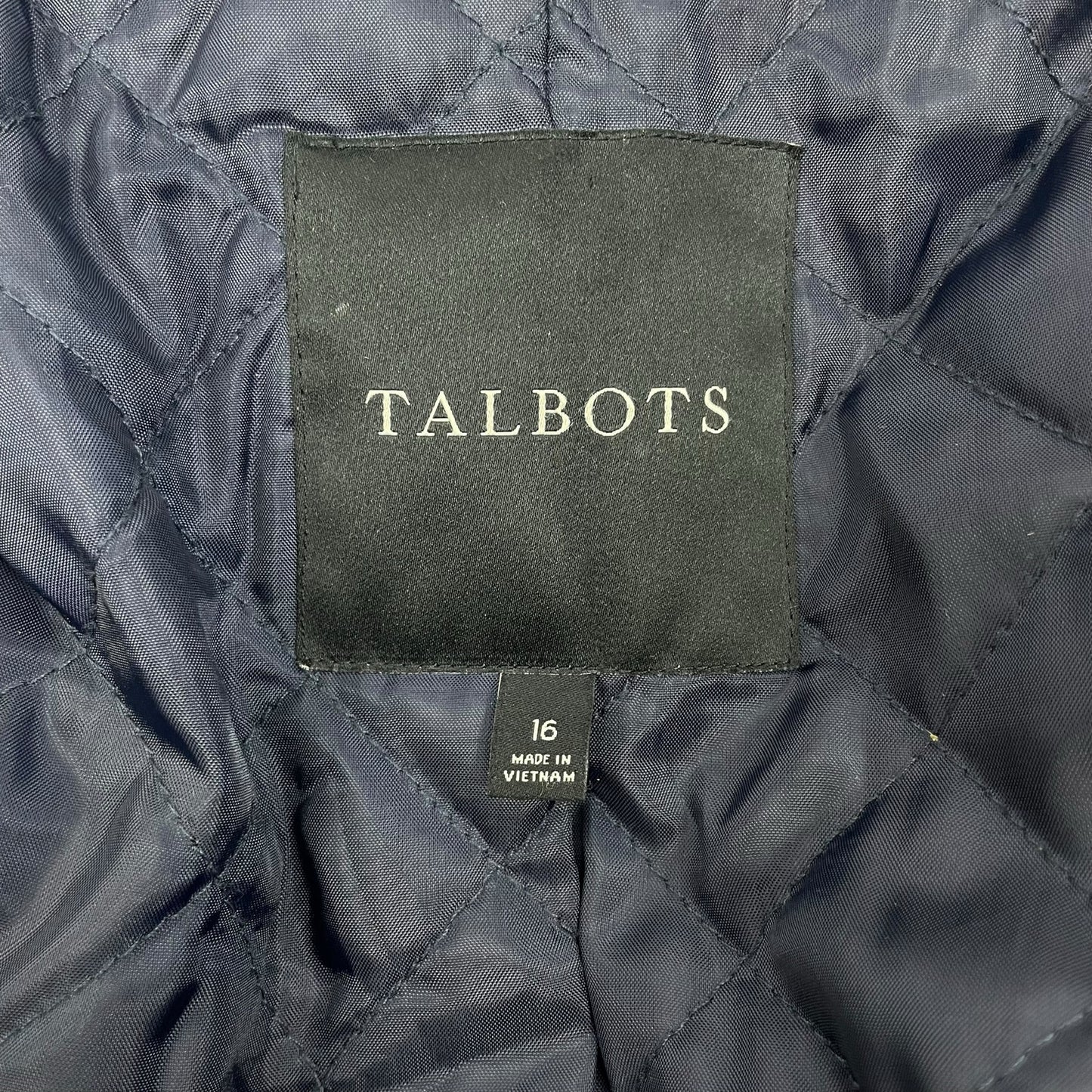 Talbots Wool Alpaca Blend Double Breasted Coat Navy Blue Size 16