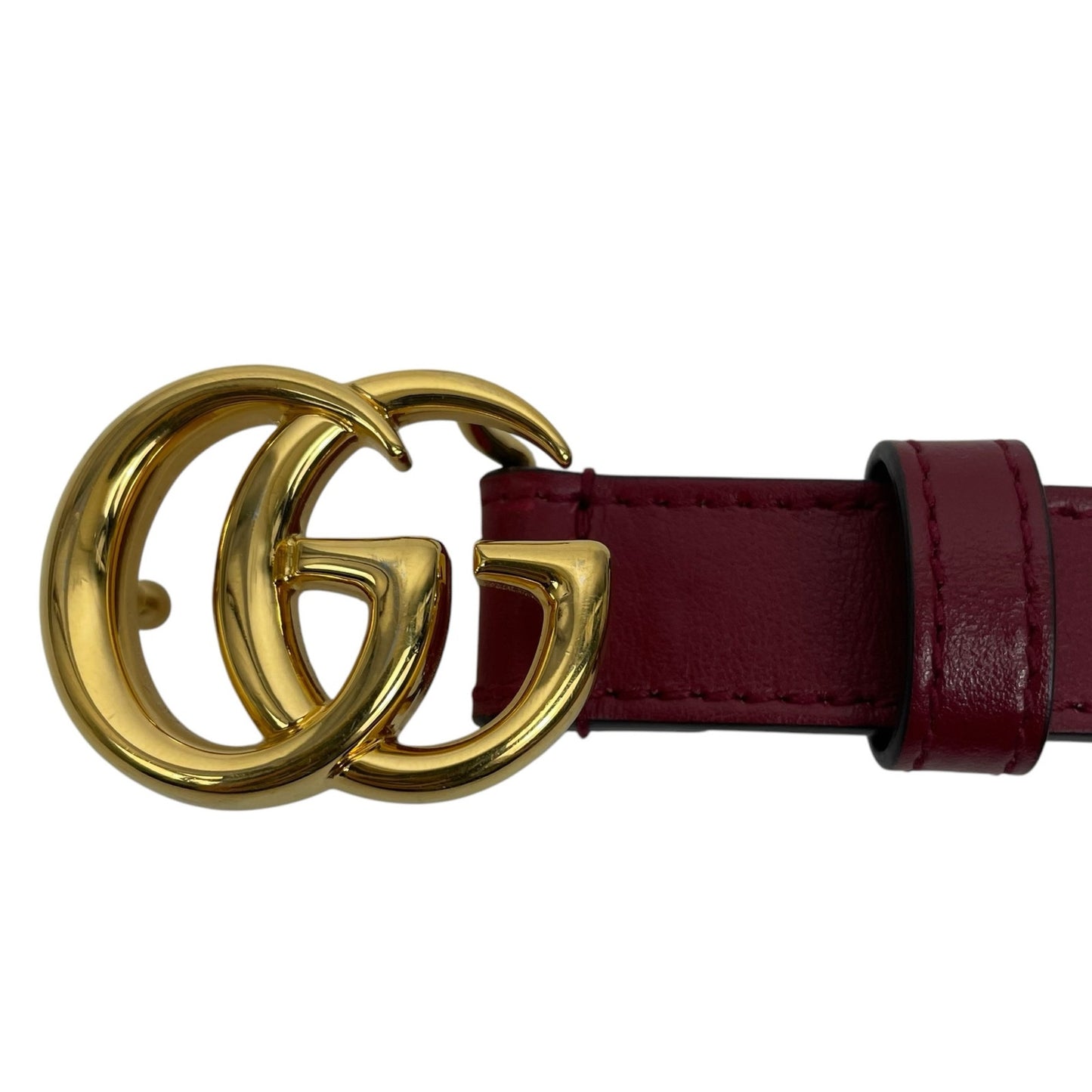 Gucci GG Logo Marmont Thin Leather Belt Rosso Ancora Red Size 100/40