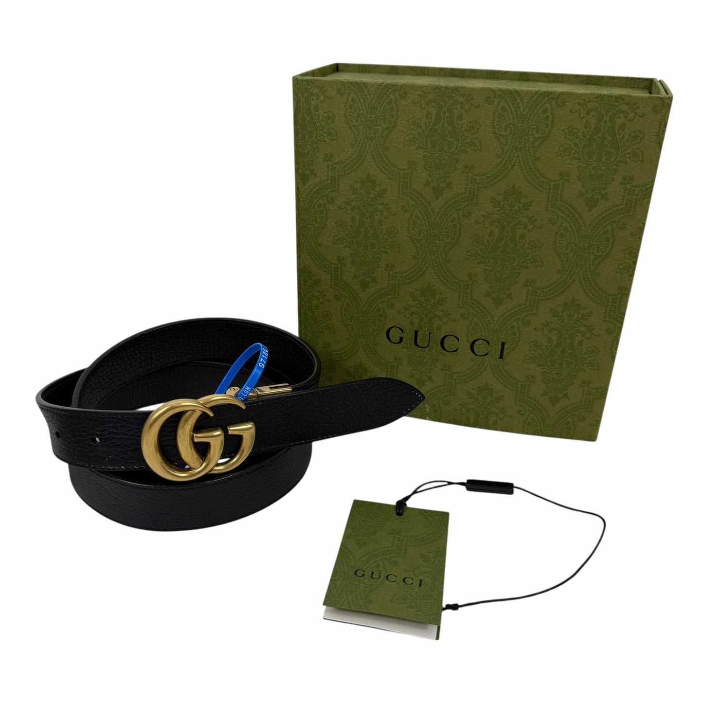 Gucci Double GG Reversible Leather Belt Black Brown Gold Buckle Size 120/ 48