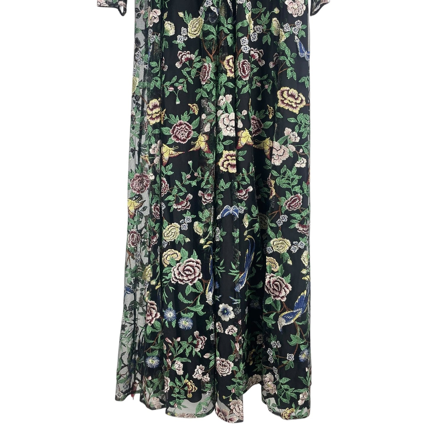 Marchesa Notte Botanical Embroidered Gown Dress Multi Color Size 6