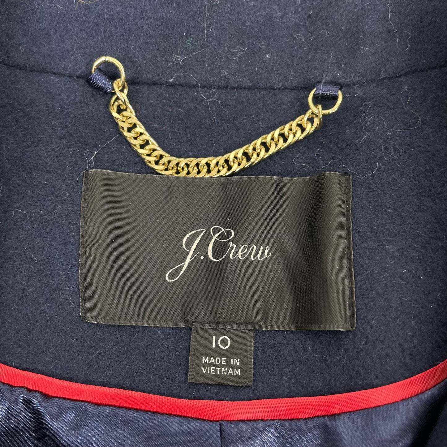 J. Crew Wool Cashmere Blend Double Breasted Top Coat Navy Blue Size 10