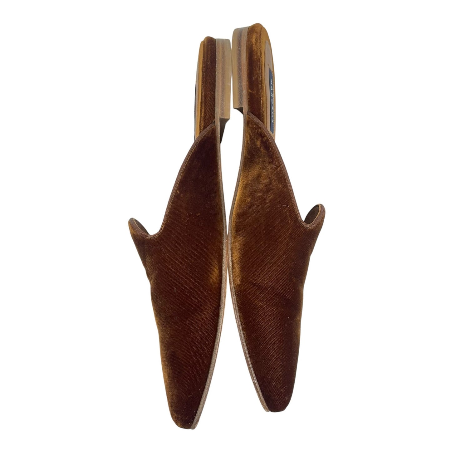 Margaux Velvet Pointed Toe Slip On Mules Rust Brown Size 41.5M
