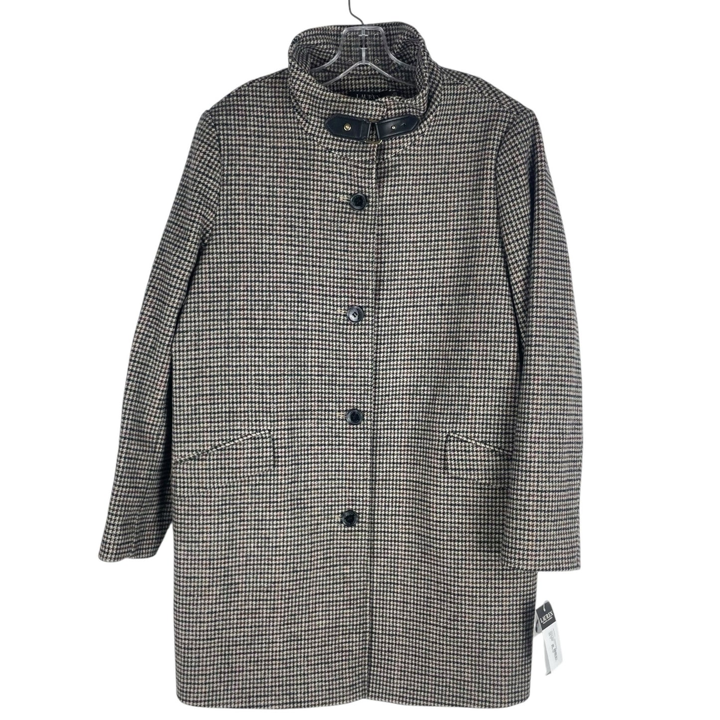 Lauren Ralph Lauren Tab Front Wool Coat Merlot Houndstooth Size 18