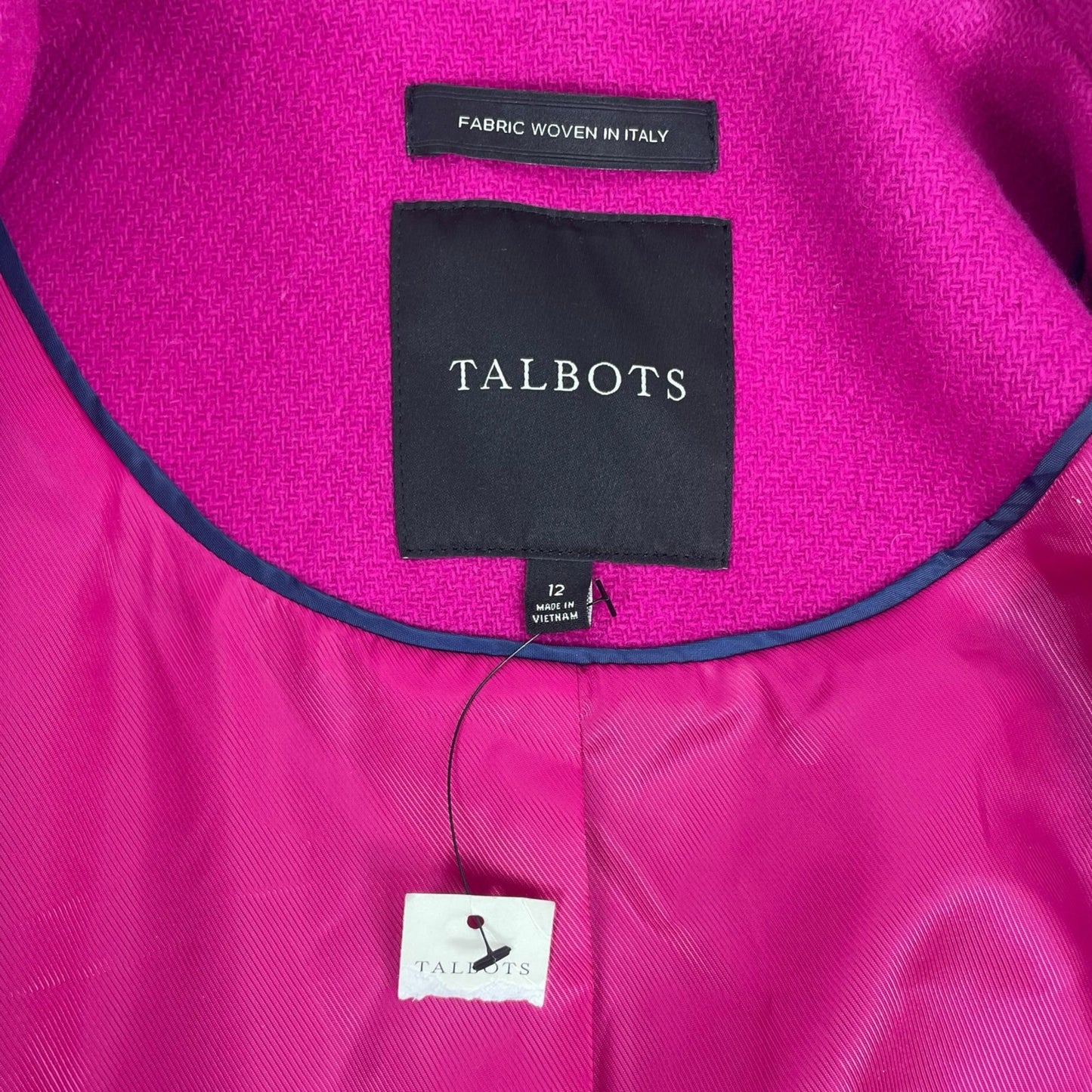NEW Talbots Wool Blend Double Breasted Pea Coat Hot Pink Size 12