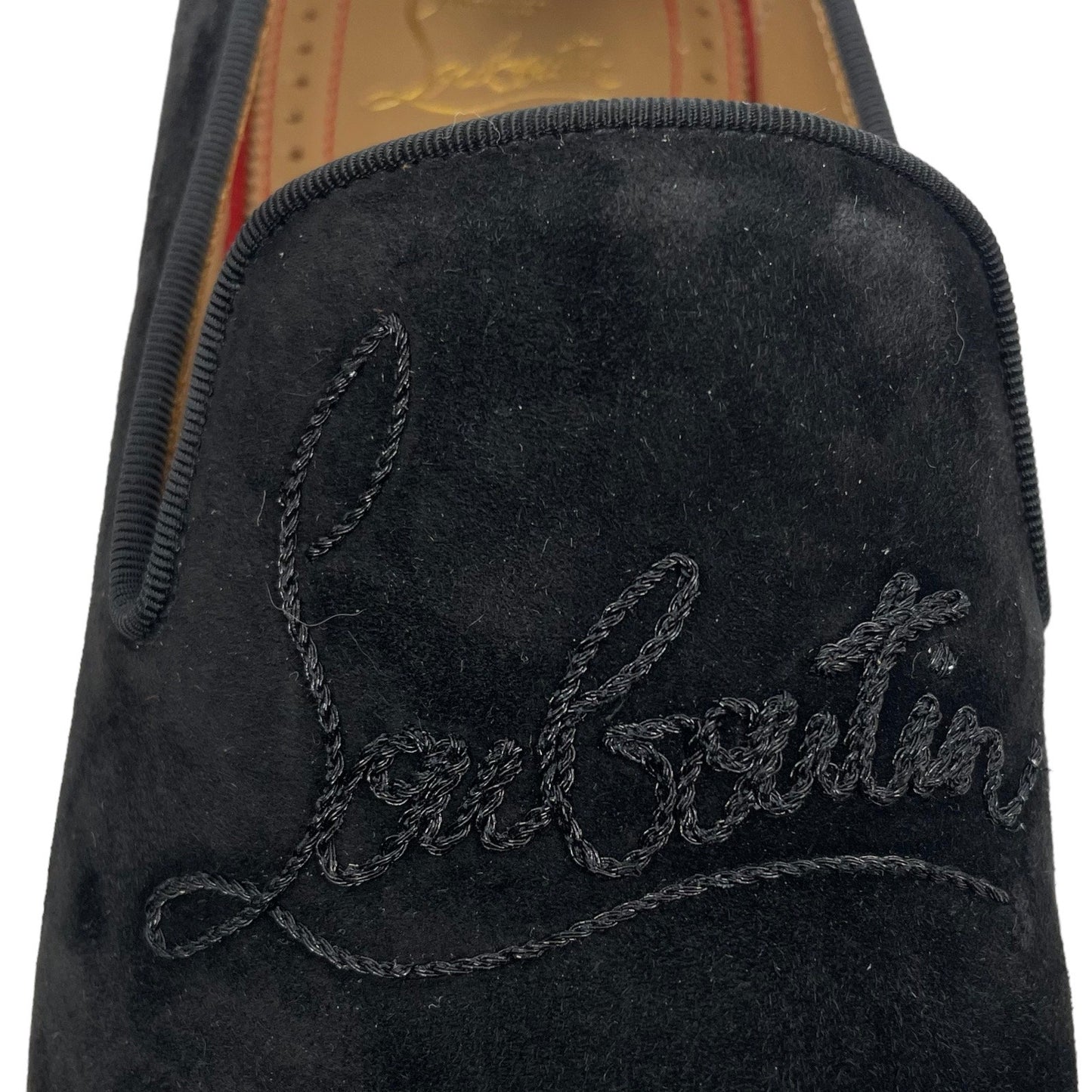 Christian Louboutin Navy Dandelion Strass Suede Loafer Flat Black Size 40.5