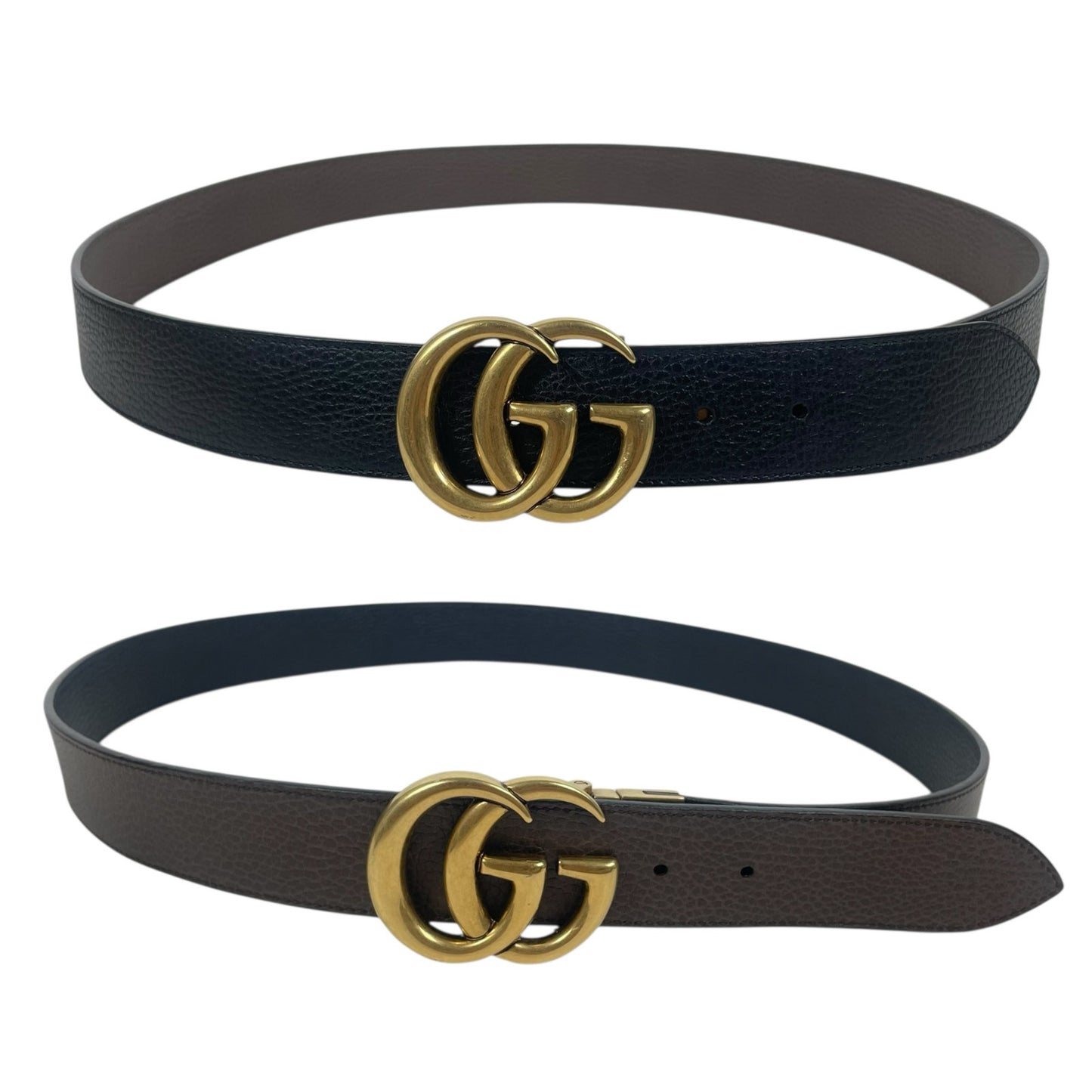 Gucci Double GG Reversible Leather Belt Black Brown Size 115/ 46
