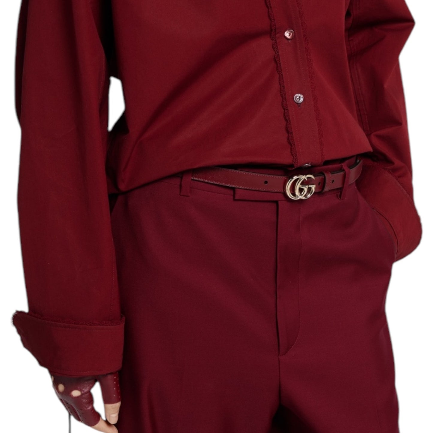 Gucci GG Logo Marmont Thin Leather Belt Rosso Ancora Red Size 100/40