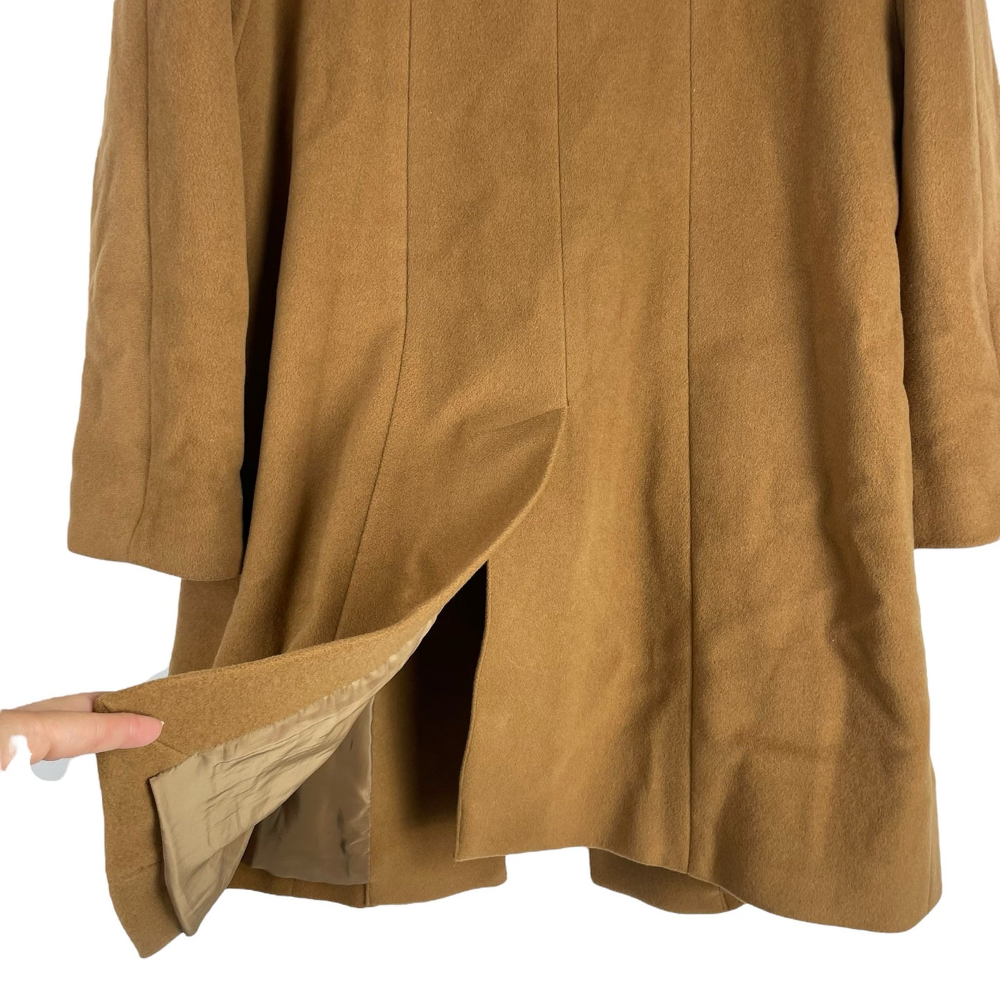Talbots Wool Cashmere Blend Hidden Button Car Coat Dark Camel Size 14P