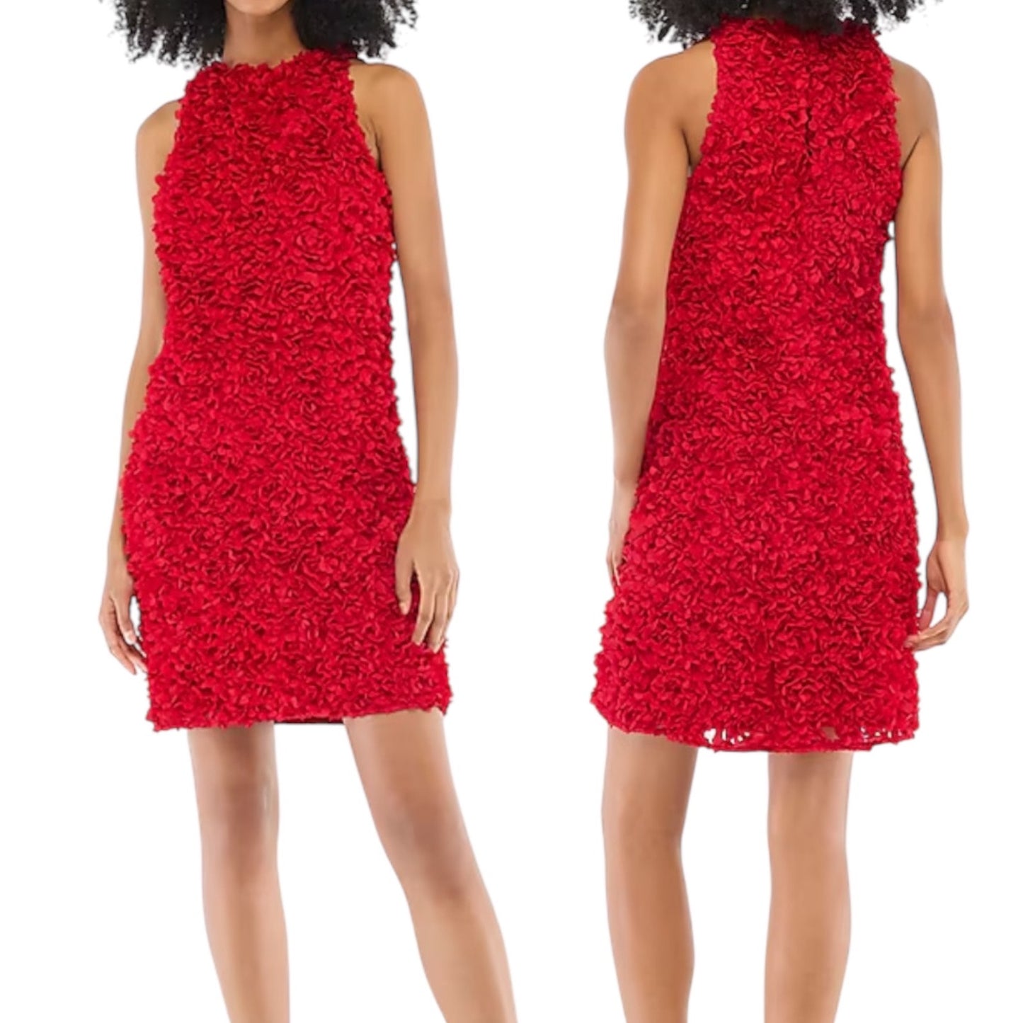 J. Crew Rosette 3D Flower Petal Mini Dress Ruby Red Size 2