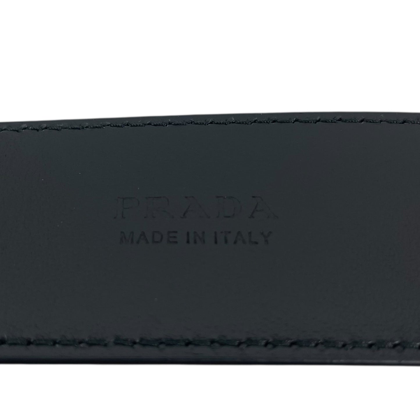 Prada Black Calfskin Leather Belt RUNWAY Silver Buckle Size 80/32