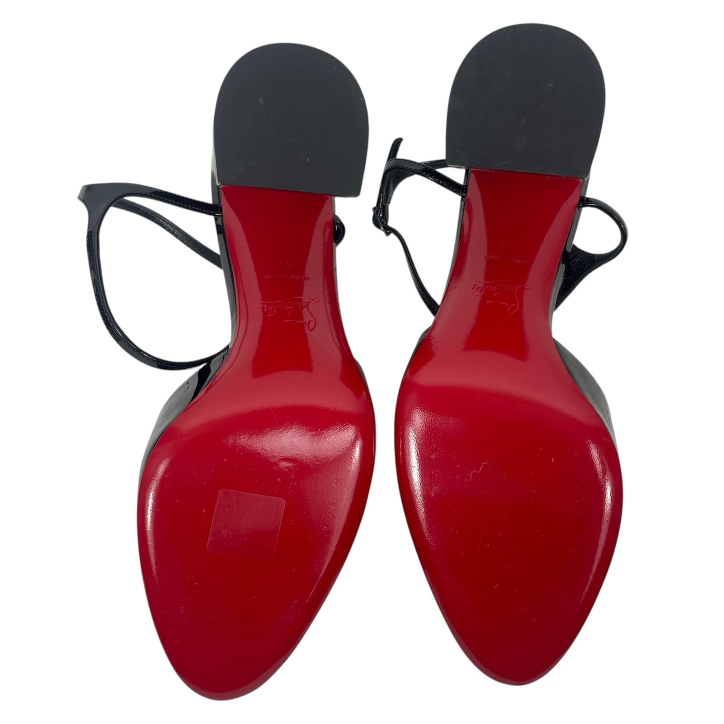Christian Louboutin Jane 85 Patent Leather Pump Ankle Strap Black Size 40