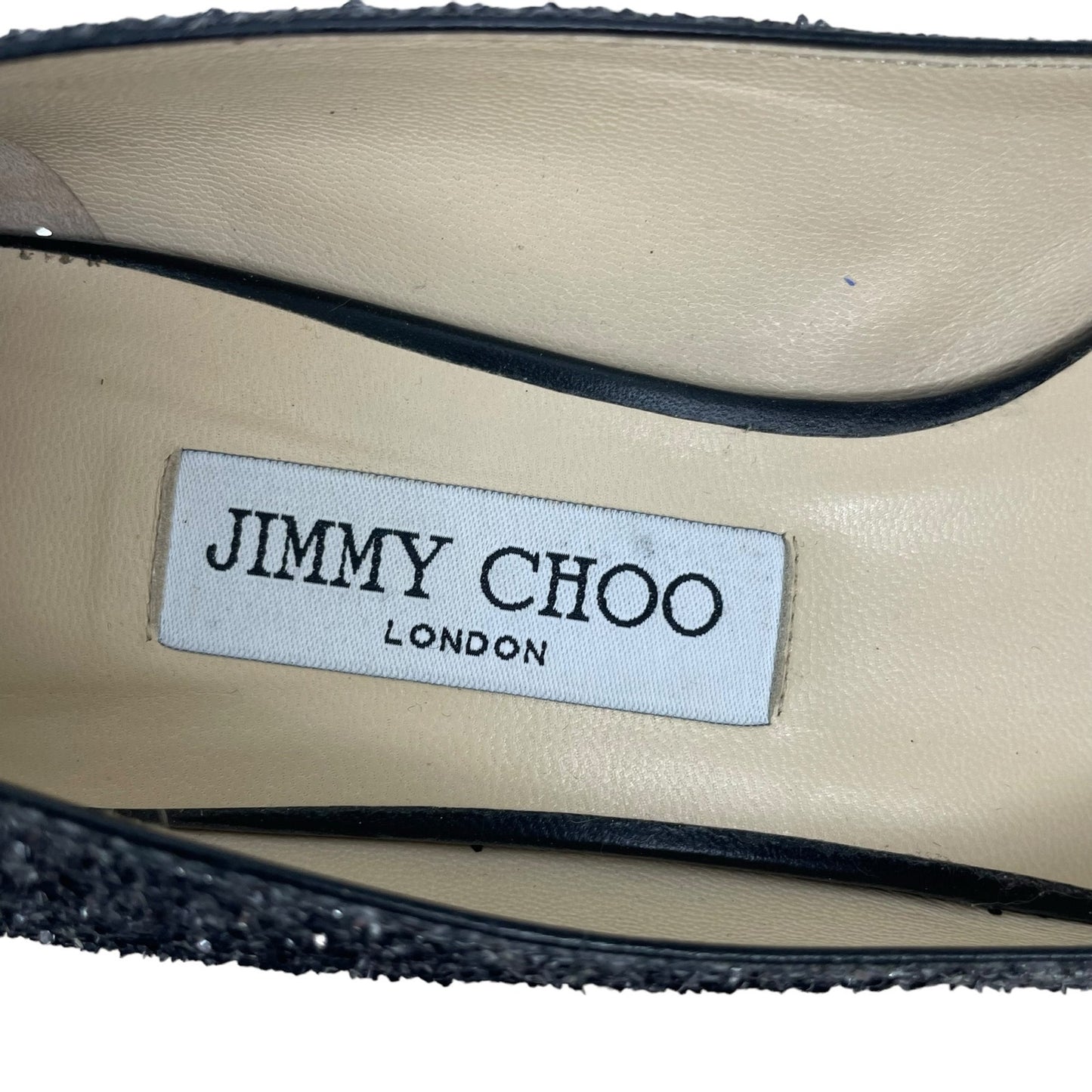 Jimmy Choo Romy 40mm Glitter Pumps Pointed Toe Ombre Silver Black Size 40