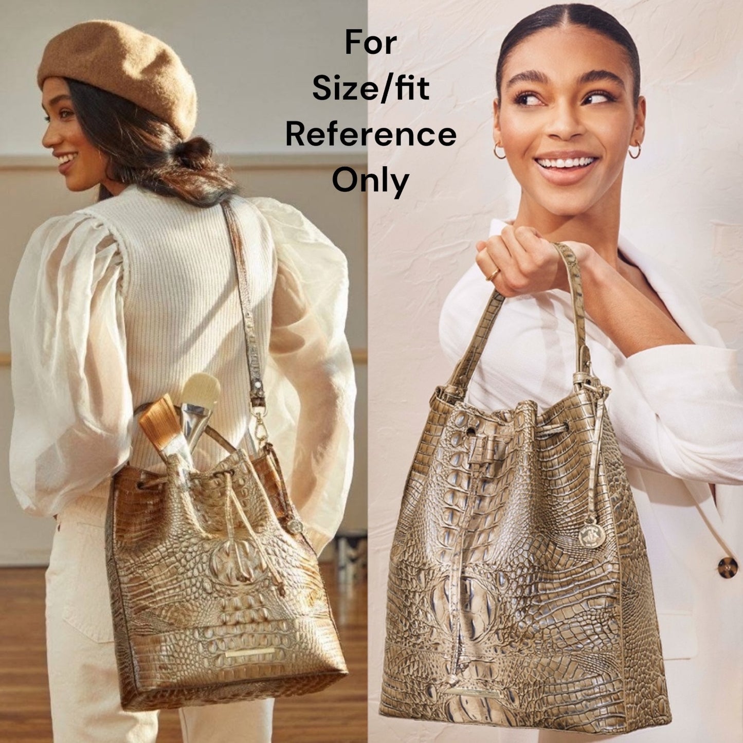 Brahmin Marlowe Embossed Leather Bucket Bag Bottle Blue Fletcher