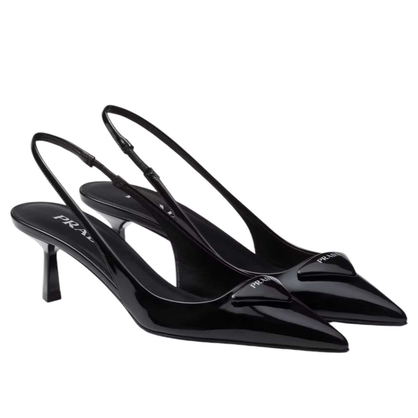 Prada Modellerie Pointed Toe Leather Slingback Pumps Black Size 36.5