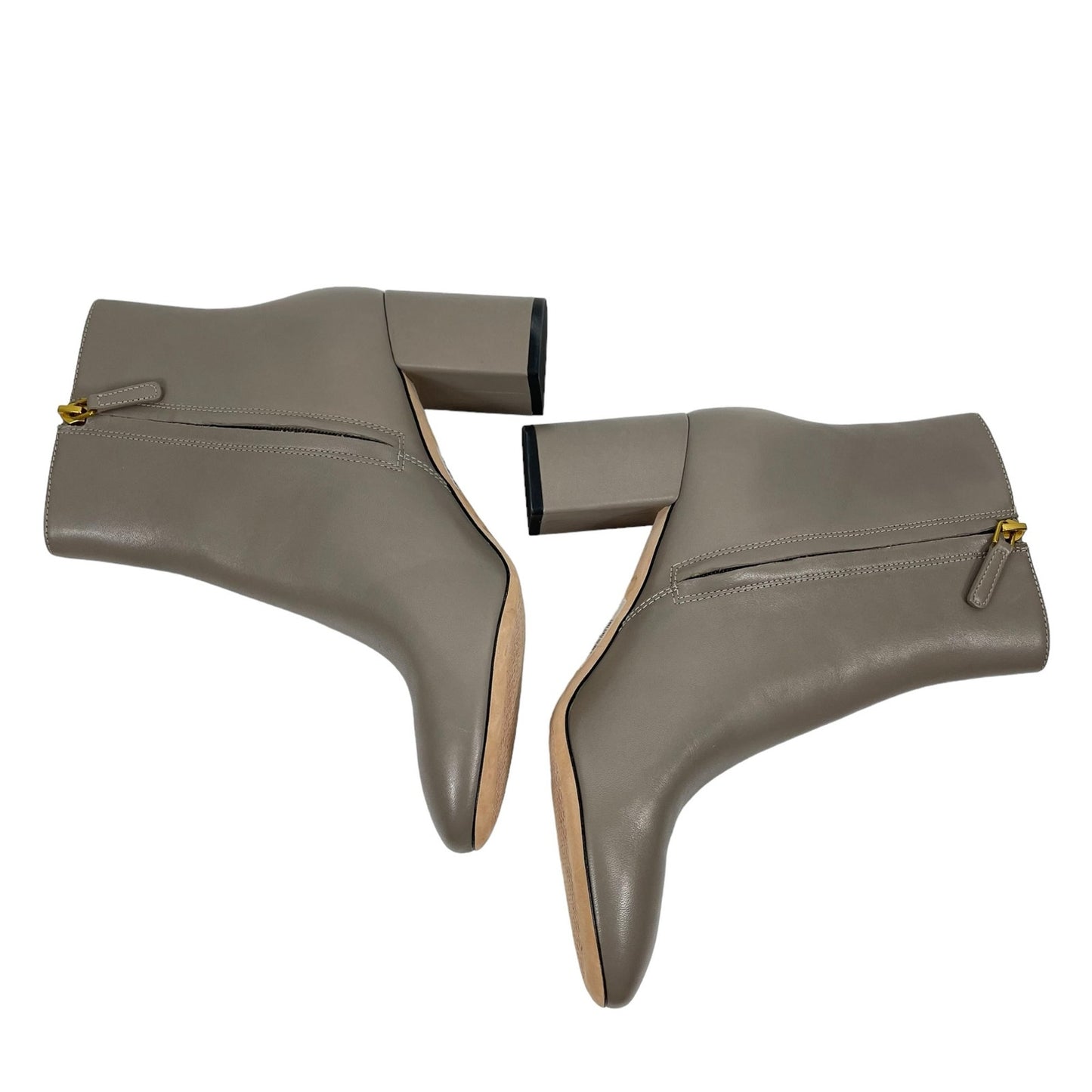 Tory Burch Brooke 70mm Calf Leather Ankle Boots Gray Heron Size 10M
