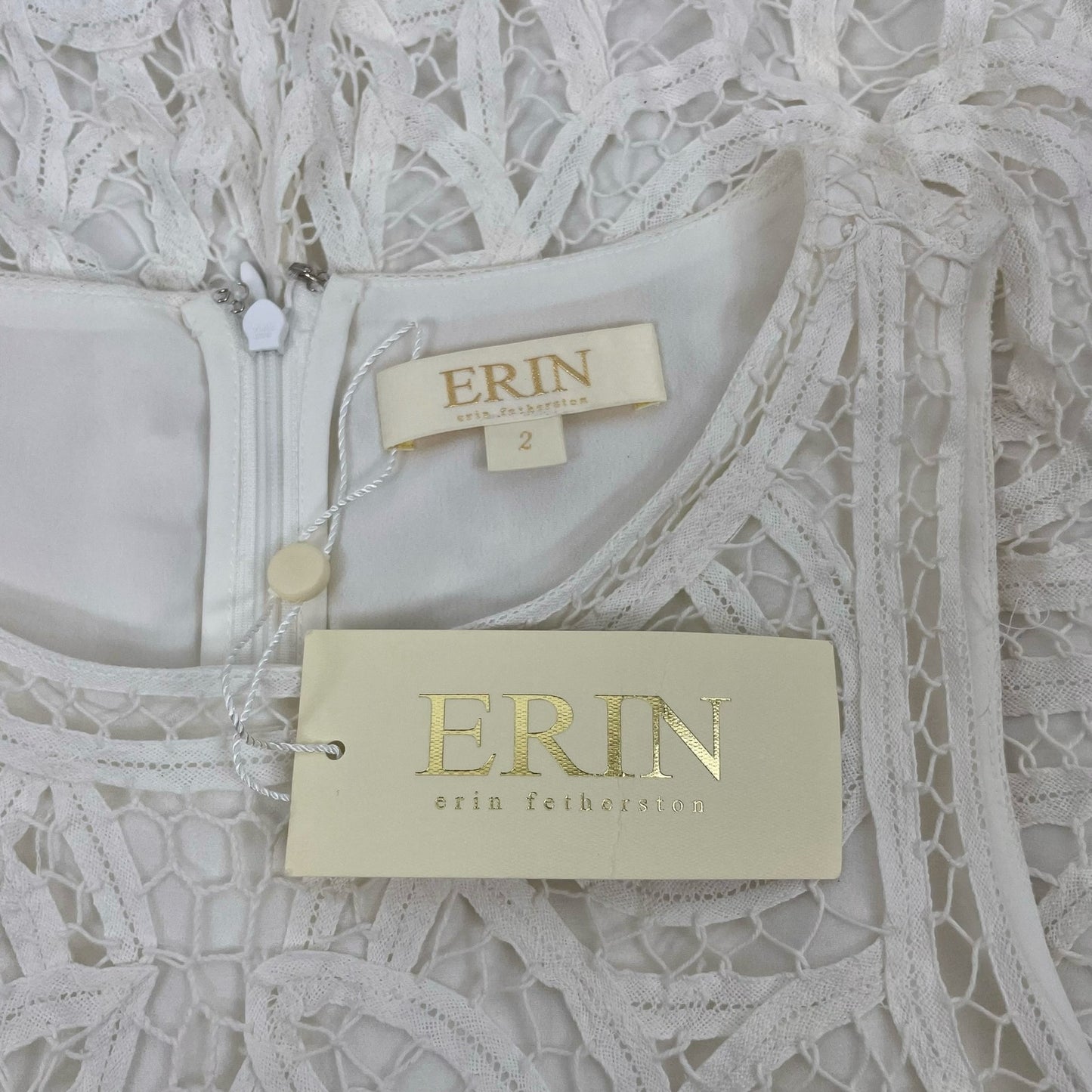 Erin Featherston Crochet Lace Mini Dress White Bridal Size 2