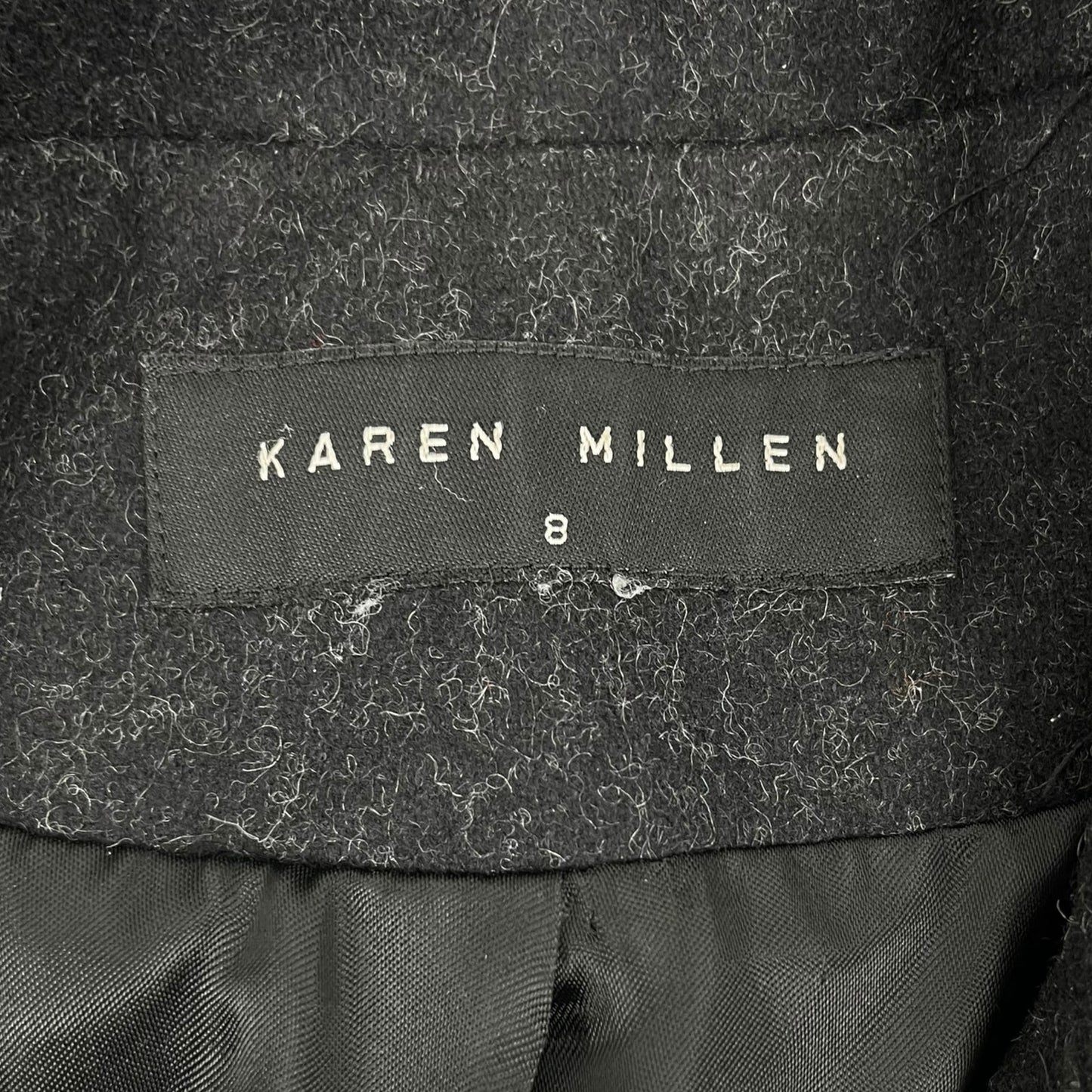 Karen Millen Cashmere Virgin Wool Longline Evening Coat Black Gray Size 8