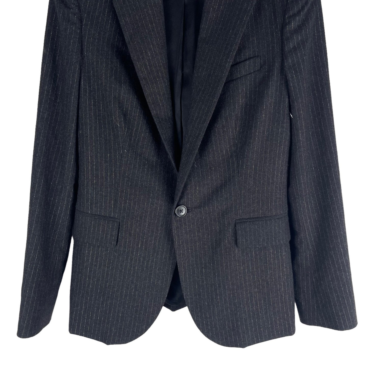 Ralph Lauren Black Label Wool Angora Blazer Stripe One Button Black Size 8