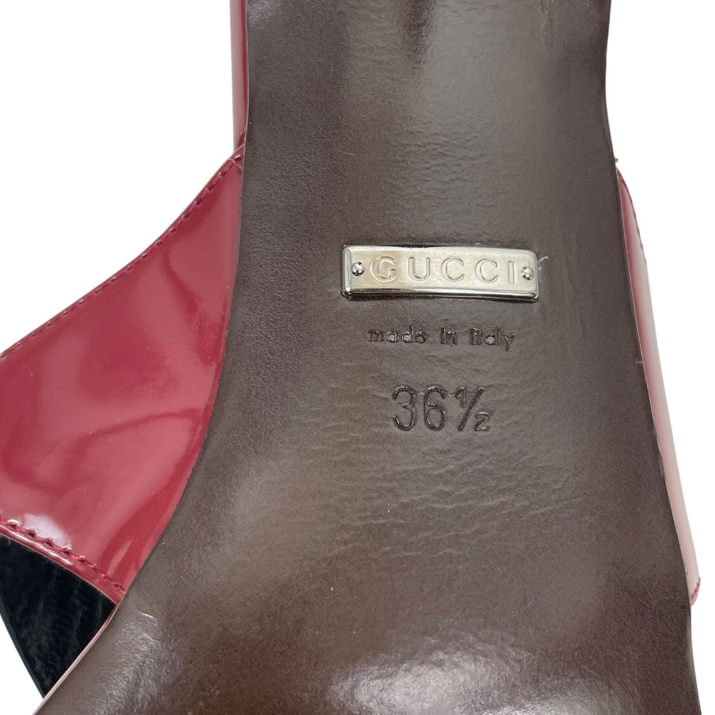 Gucci Mariame Horsebit Leather Thong Sandals Kitten Heel Red Size 36.5