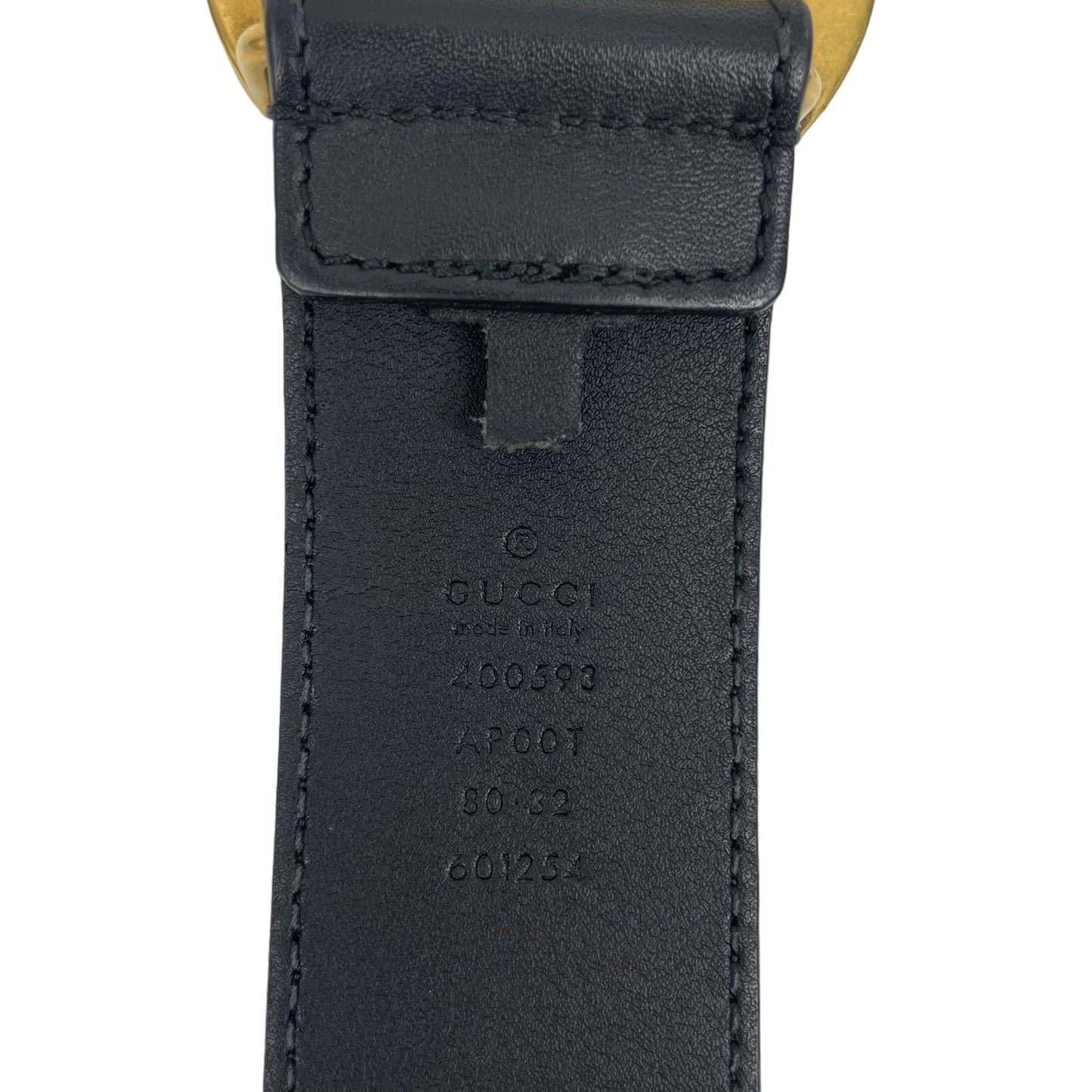 Gucci GG Marmot 2015 Re Edition Wide Belt Gold Buckle Black Men Size 80/32