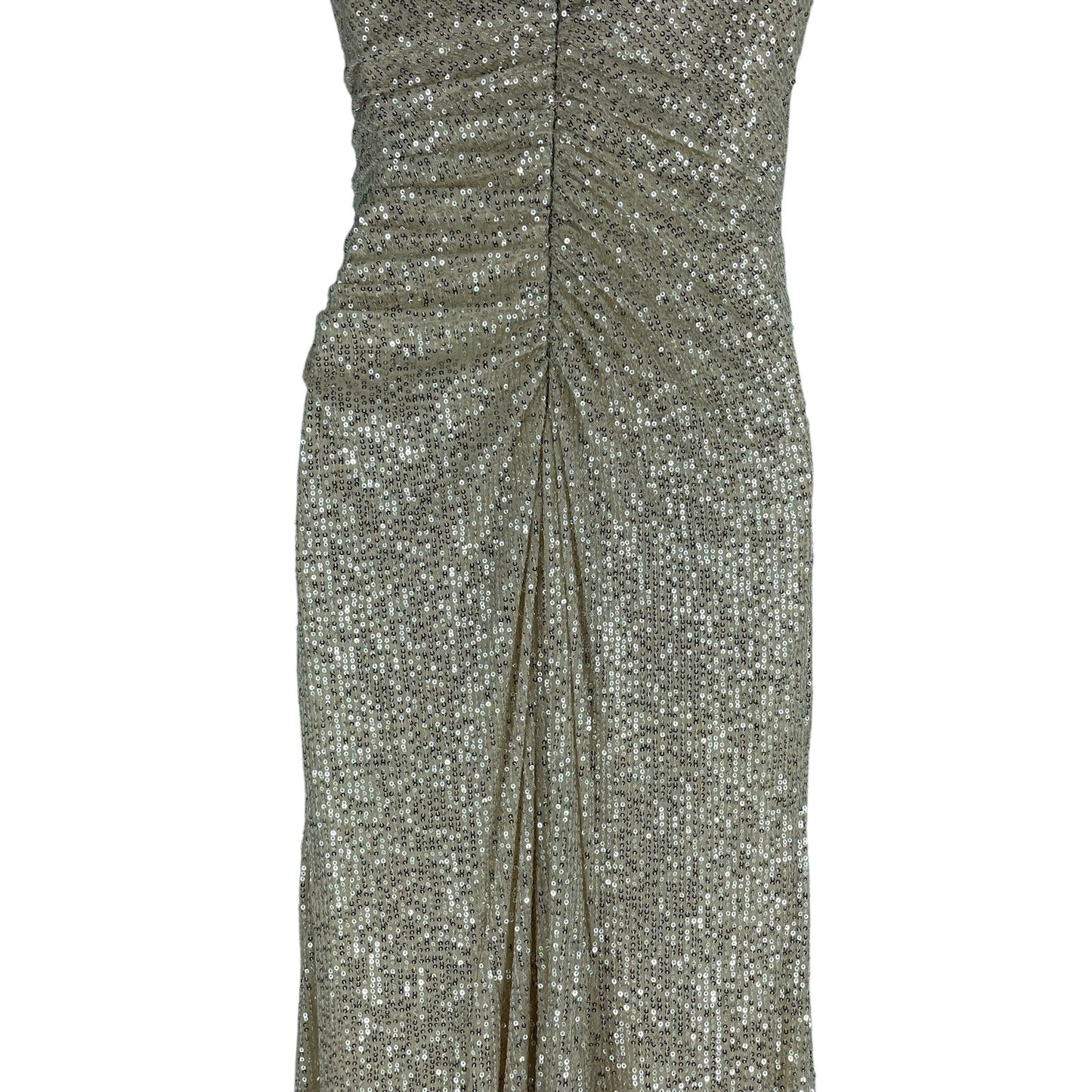 Ieena for Mac Duggal Sequined Drop Shoulder Evening Gown Nude Size 6