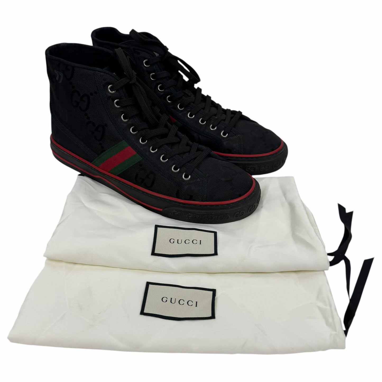 Gucci Off the Grid High Top Sneakers 1977 Tennis Shoes Black Men Size 10.5/US 11