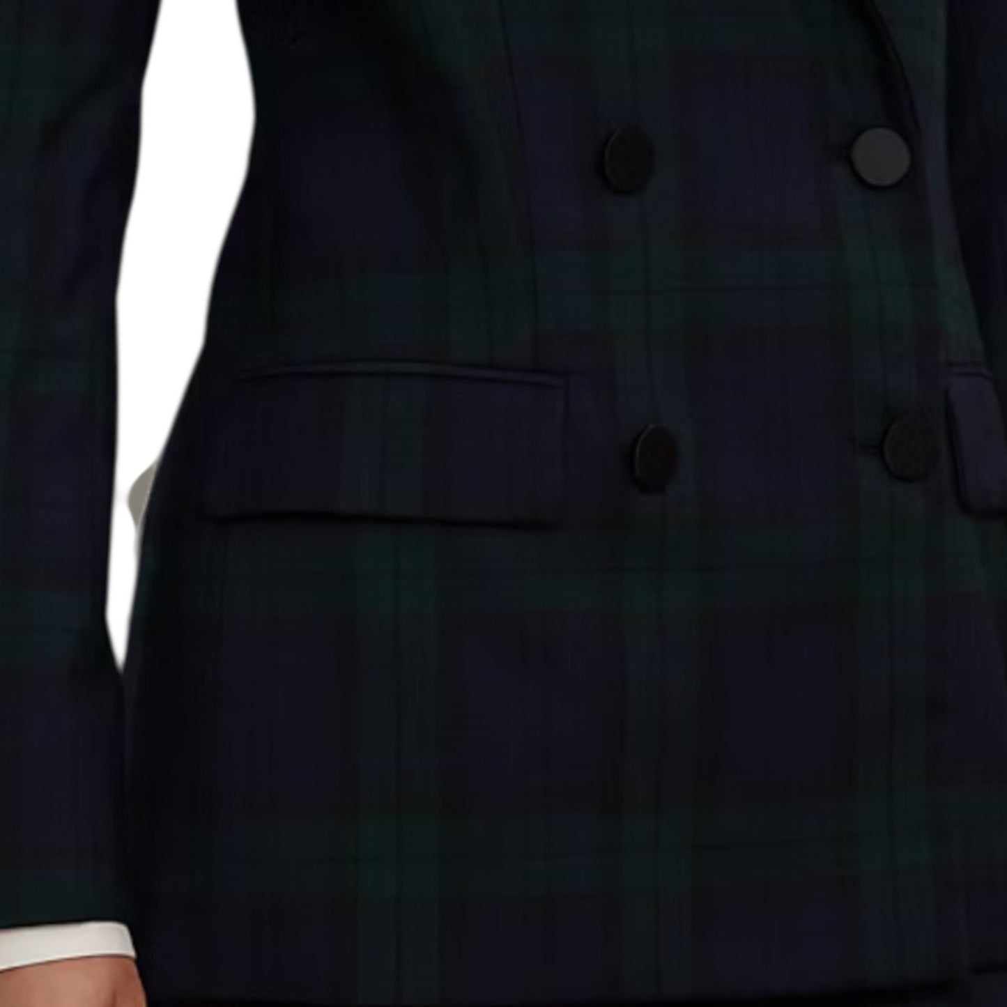 Lauren Ralph Lauren Plaid Double Breasted Satin Trim Blazer Size 2
