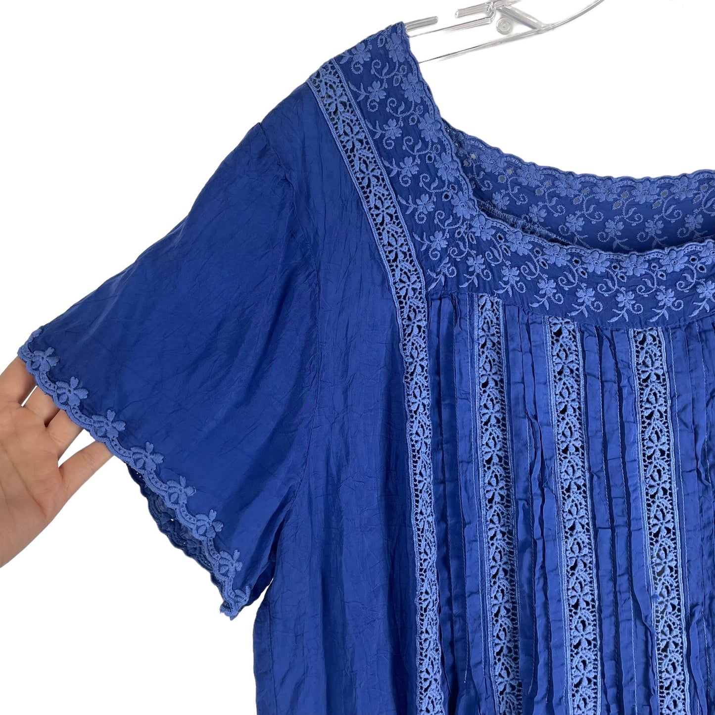 Johnny Was Brigita Blouse Short Sleeve Lace Embroider Purple Size 2X