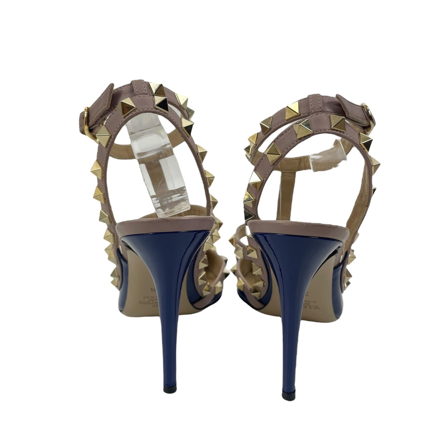 Valentino Garavani Rockstud 100mm Two Tone Caged Pump Blue Pink Size 38.5
