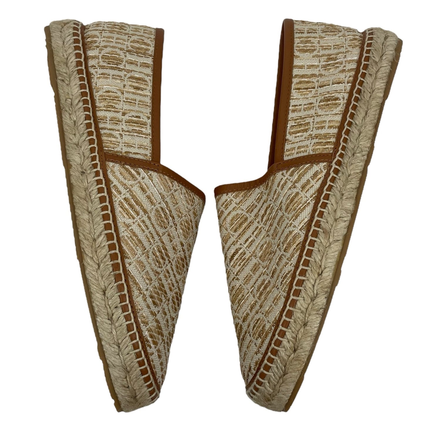 Carolina Herrera Alpargatas CH Logo Canvas Rafia Espadrille Brown Size 41