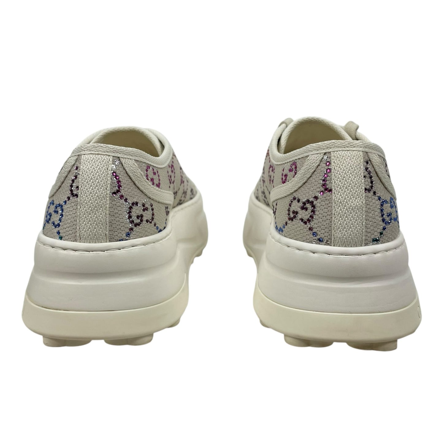 Gucci 1977 Treck Multicolor Crystal GG Canvas Platform Sneaker Size 38.5