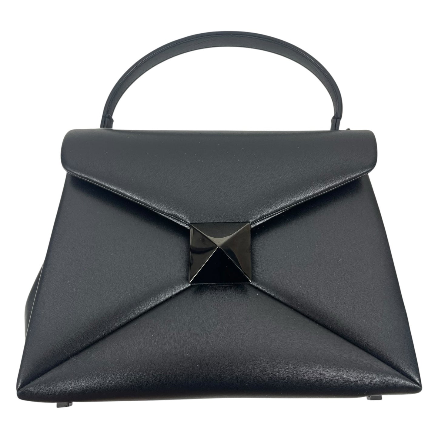 Valentino Garavani One Stud Small Top Handle Leather Flap Bag Black