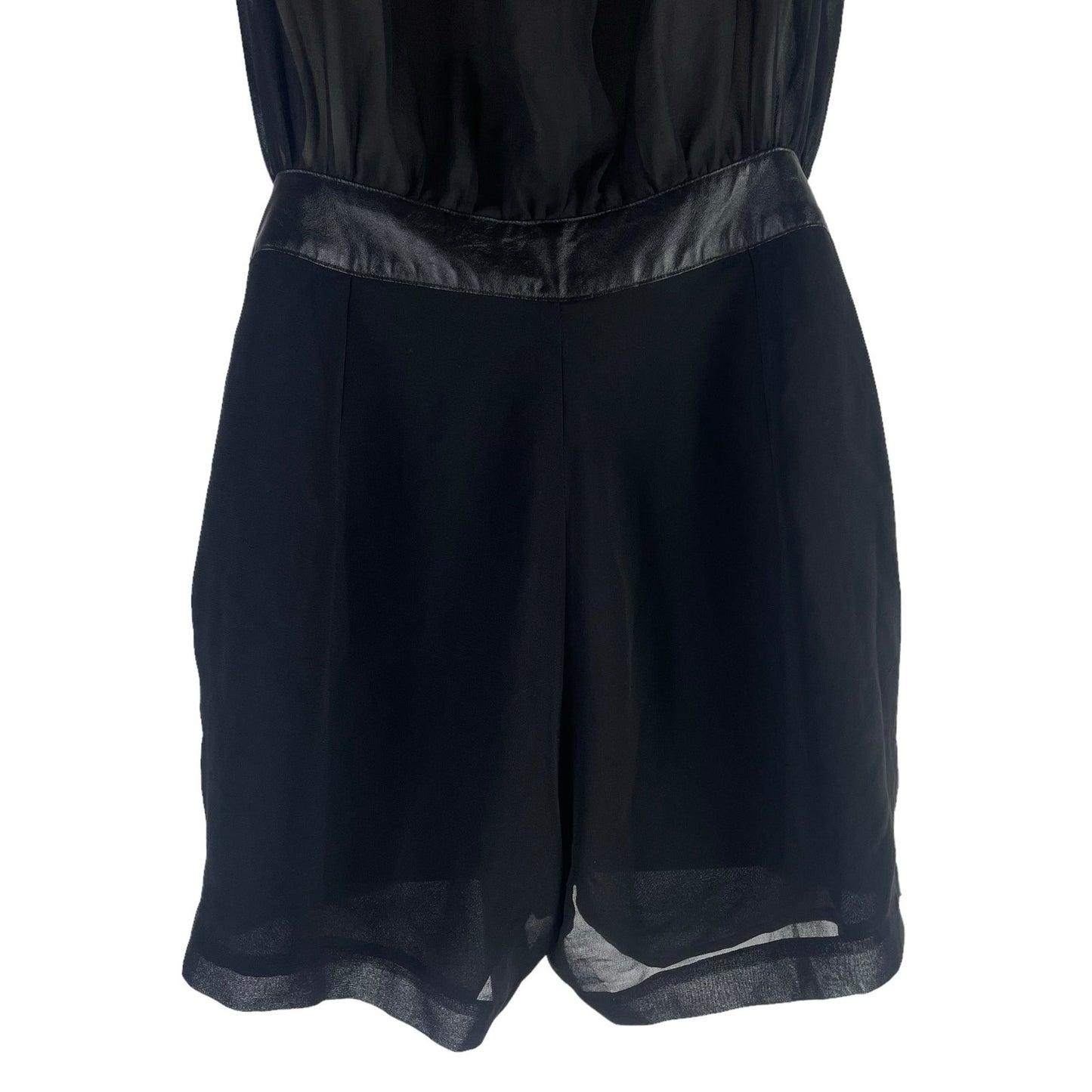 Silence+Noise Faux Wrap Chiffon Belted Romper Black Size 2