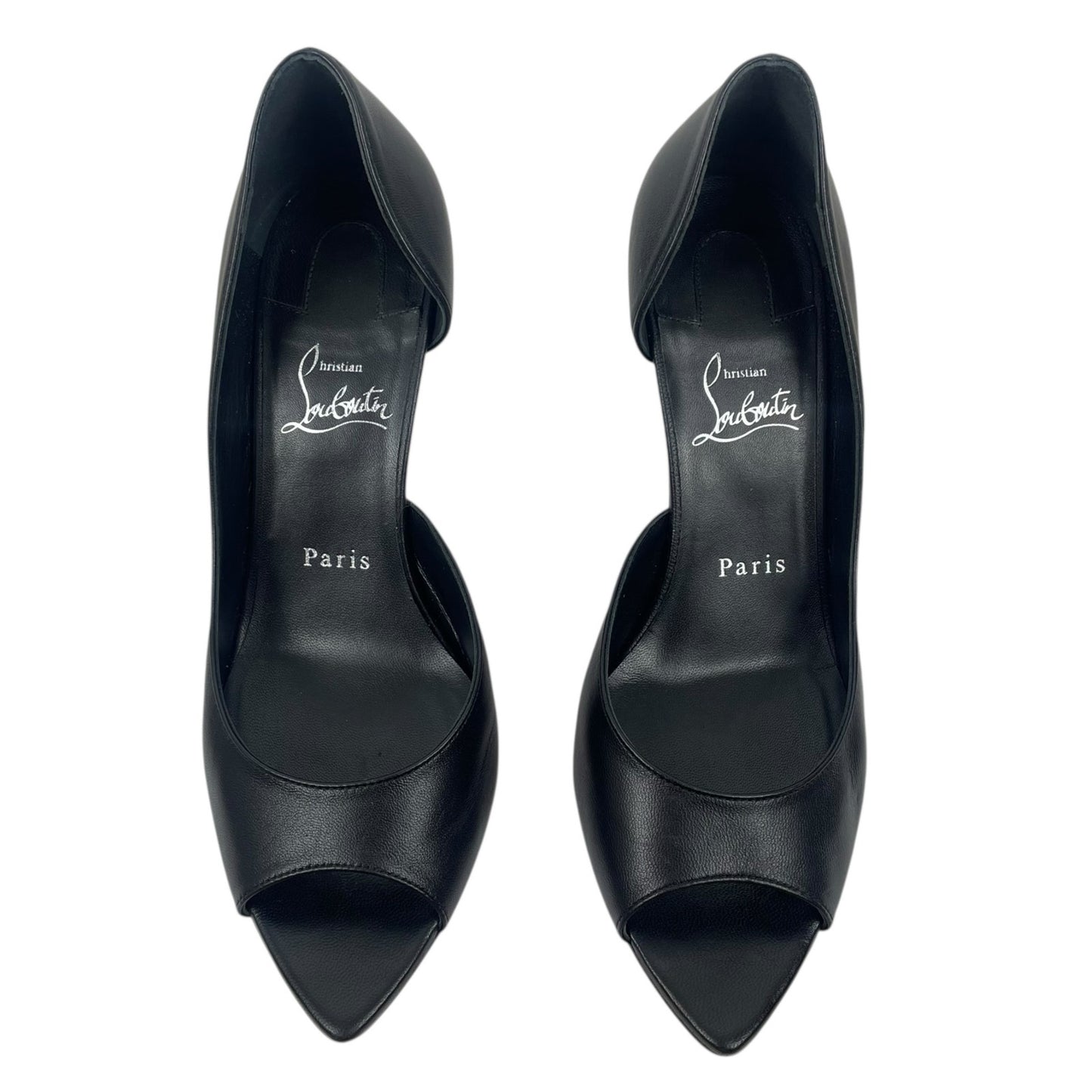 Christian Louboutin Open Apostropha 80 d'Orsay Leather Pump Black Size 38