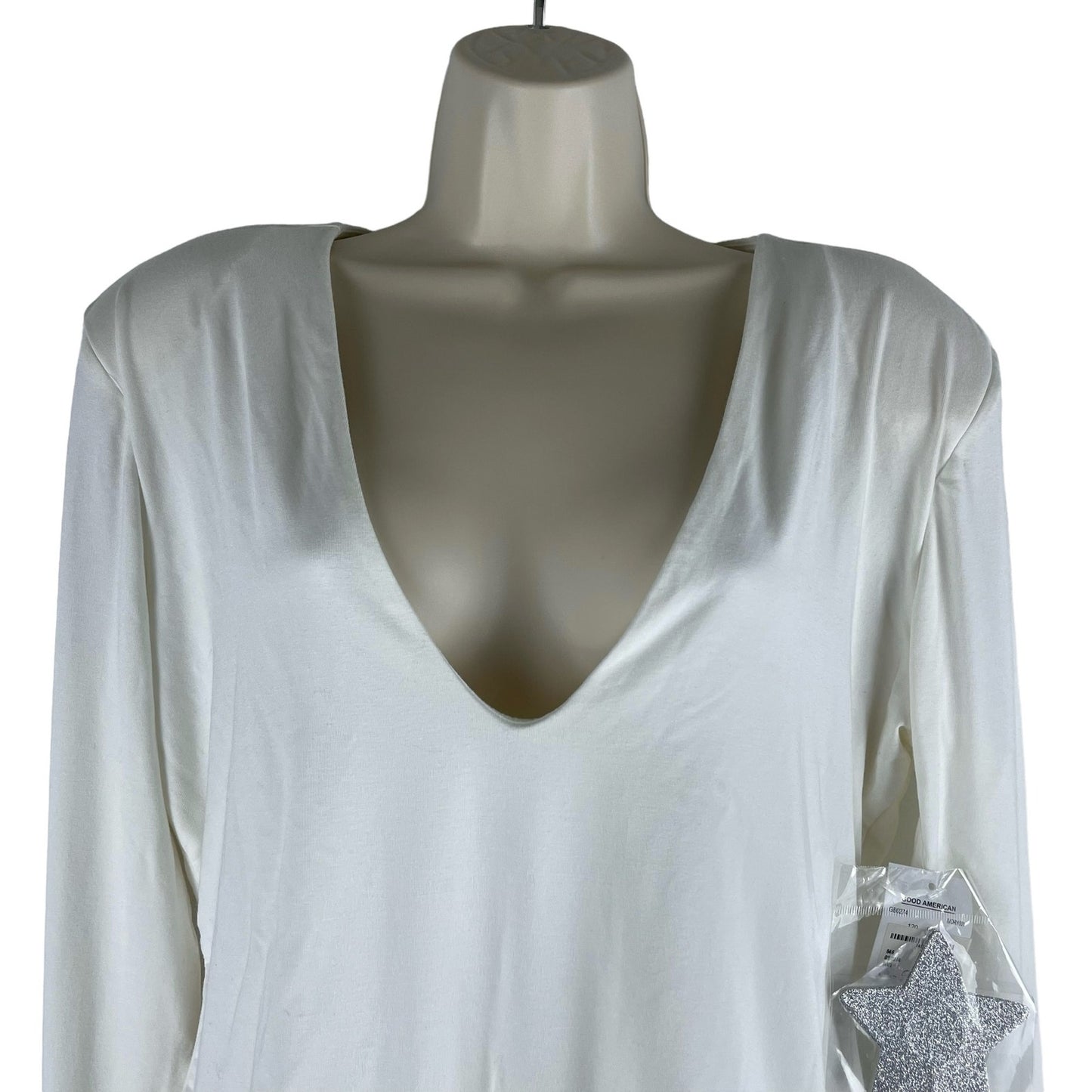 Good American Good Body Power Shoulder Bodysuit Ivory Size 5/ 2X