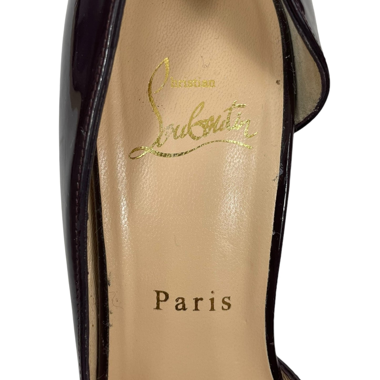 Christian Louboutin Iriza 70mm Half d'Orsay Pumps Dark Red Size 38.5