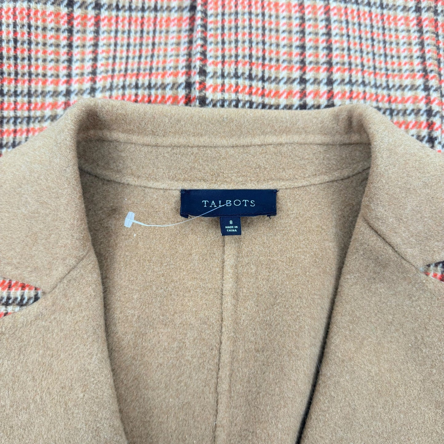 Talbots Wool Blend Doubleface Long Coat Campfire Plaid Size 8