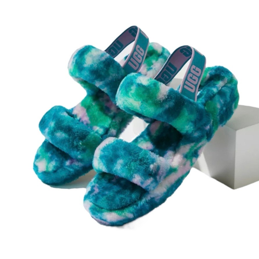 UGG Australia Oh Yeah Marble Sldie Sandals Green Size 6
