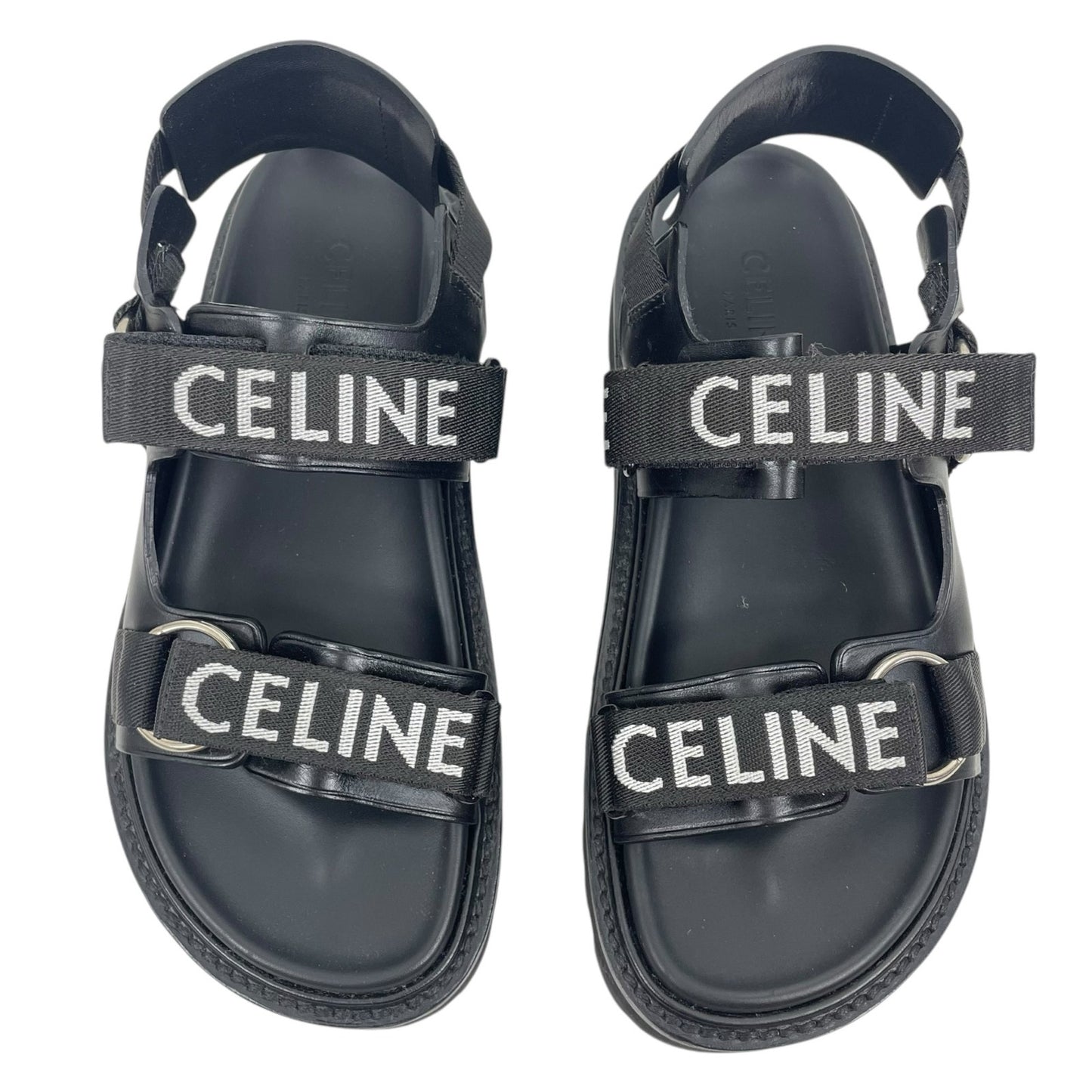 Celine Outdoor Bulky 45mm Calfskin Platform Sandal Lug Sole Black Size 38