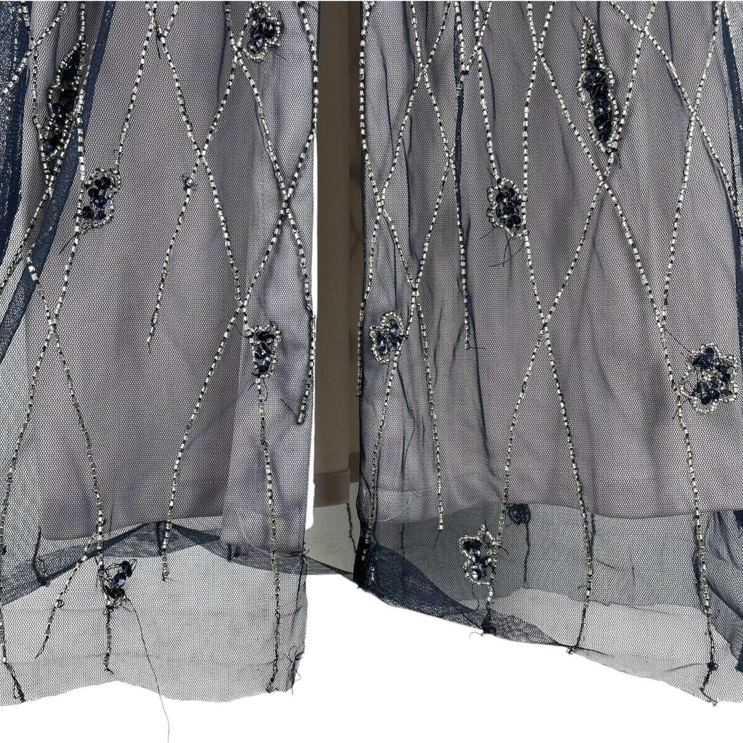 Adrianna Papell Embellished Column Gown Formal Dress Blue Silver Size 2